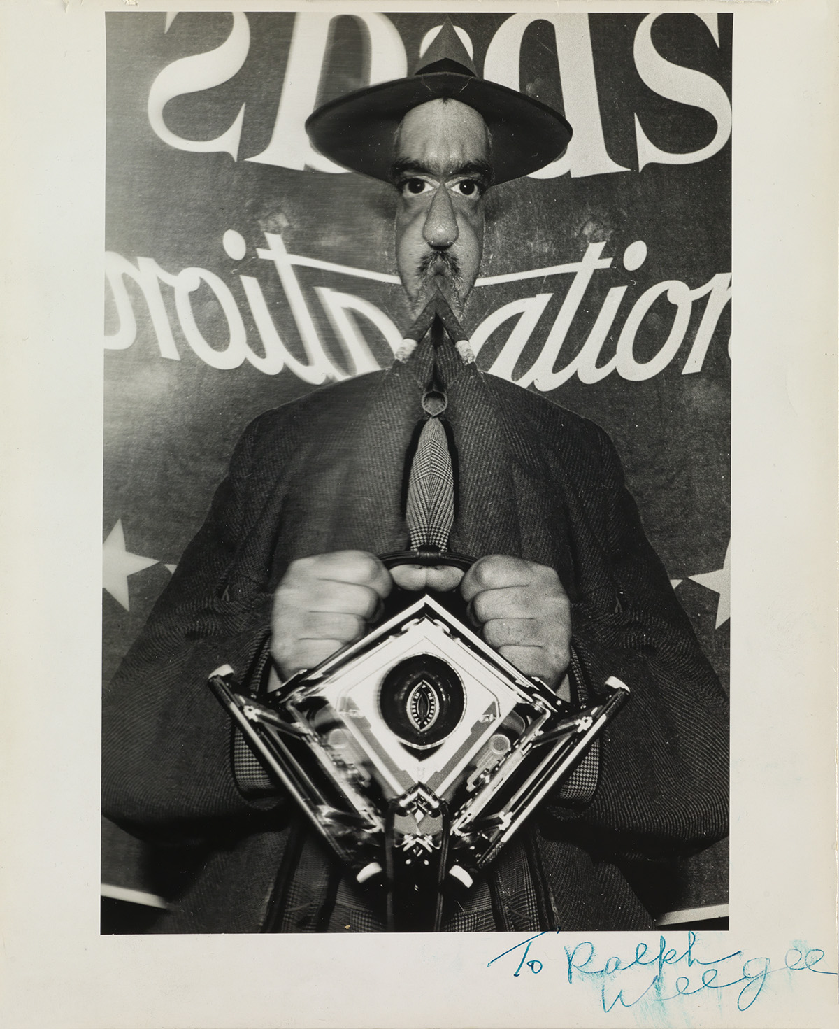WEEGEE [ARTHUR FELLIG] (1899-1968) Self-portrait distortion.